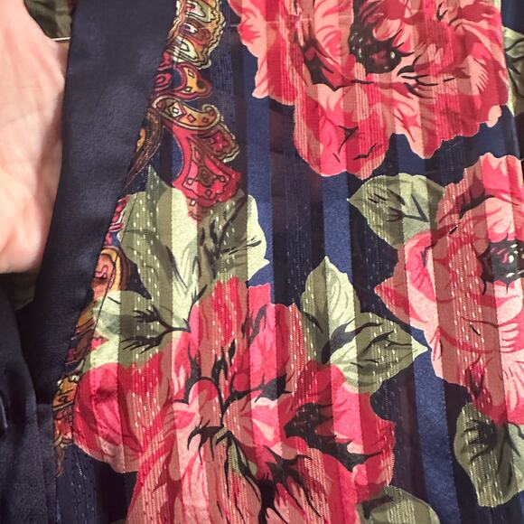 90s VICTORIA'S SECRET Gold Label | Shadow stripe Floral Satin Nightgown | Large - Picture 4 of 6